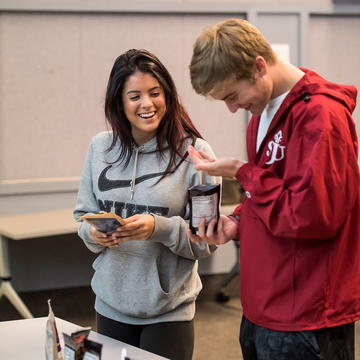 two saint joseph's students during food marketing crickets lecture