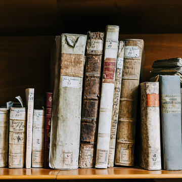 ancient books on a shelf