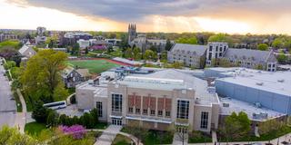 aerial shot of hagan area and saint joseph's university's hawk hill campus
