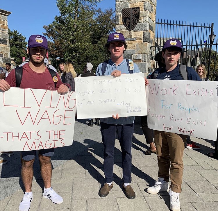 Students holding signs at a protest