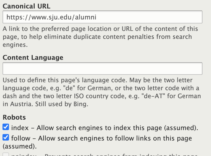 Screenshot of the field in Drupal that allows you to modify the URL of a webpage