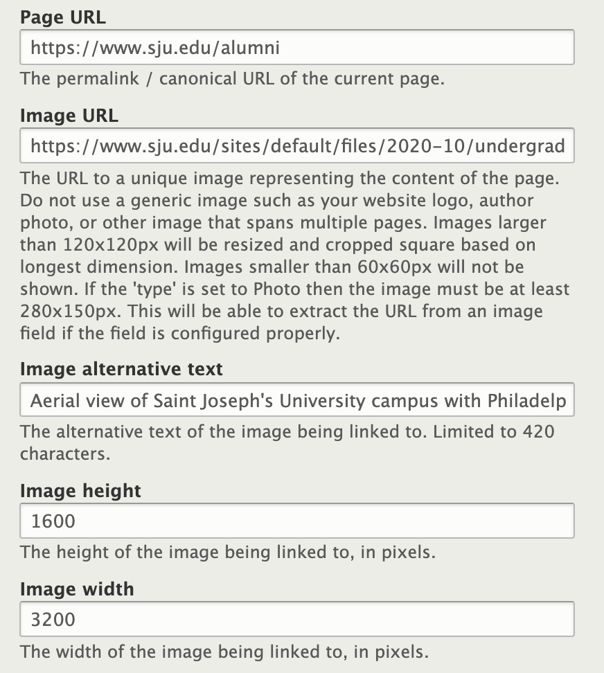 Screenshot of the field in Drupal that allows you to modify additional Twitter Card settings such as image