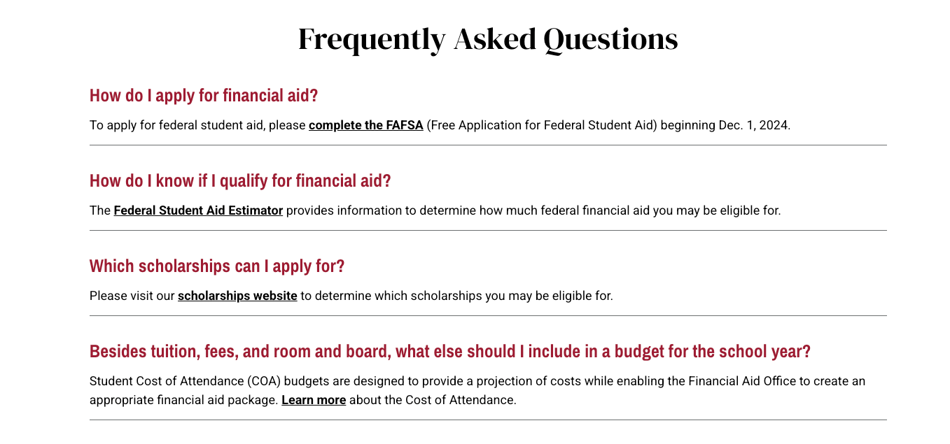 Sample FAQ Screenshot