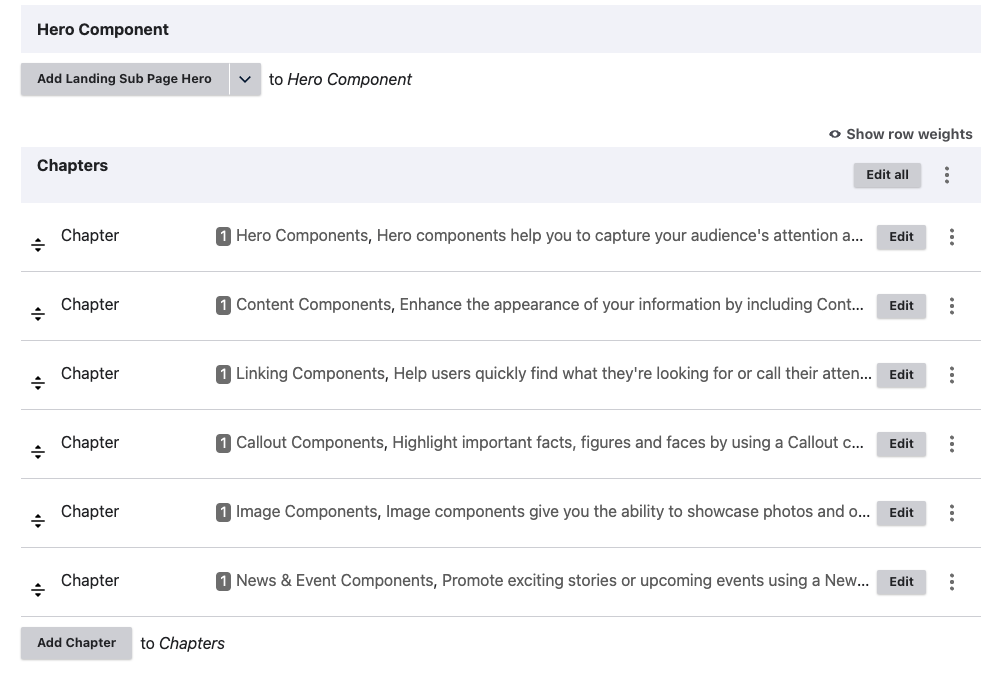 chapter components Drupal screeenshot