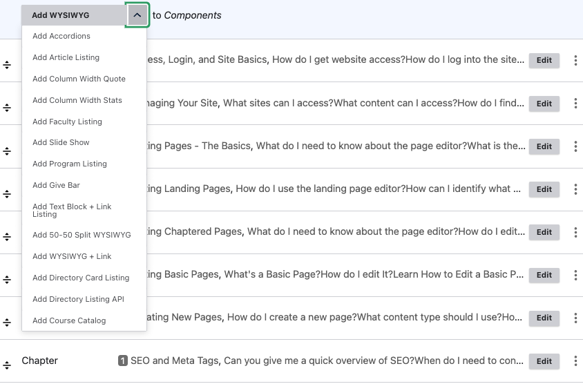 add component to a page screenshot
