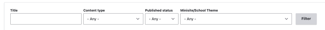 Drupal content overview filters screenshot