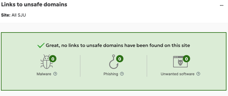 Links to unsafe domains - siteimprove screenshot