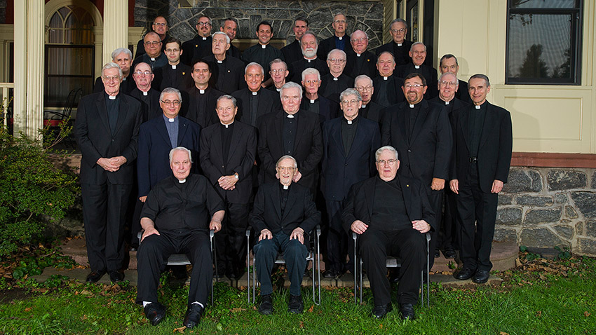 Picture of Fr. Rashford, front row, far right pictured with fellow Jesuits.