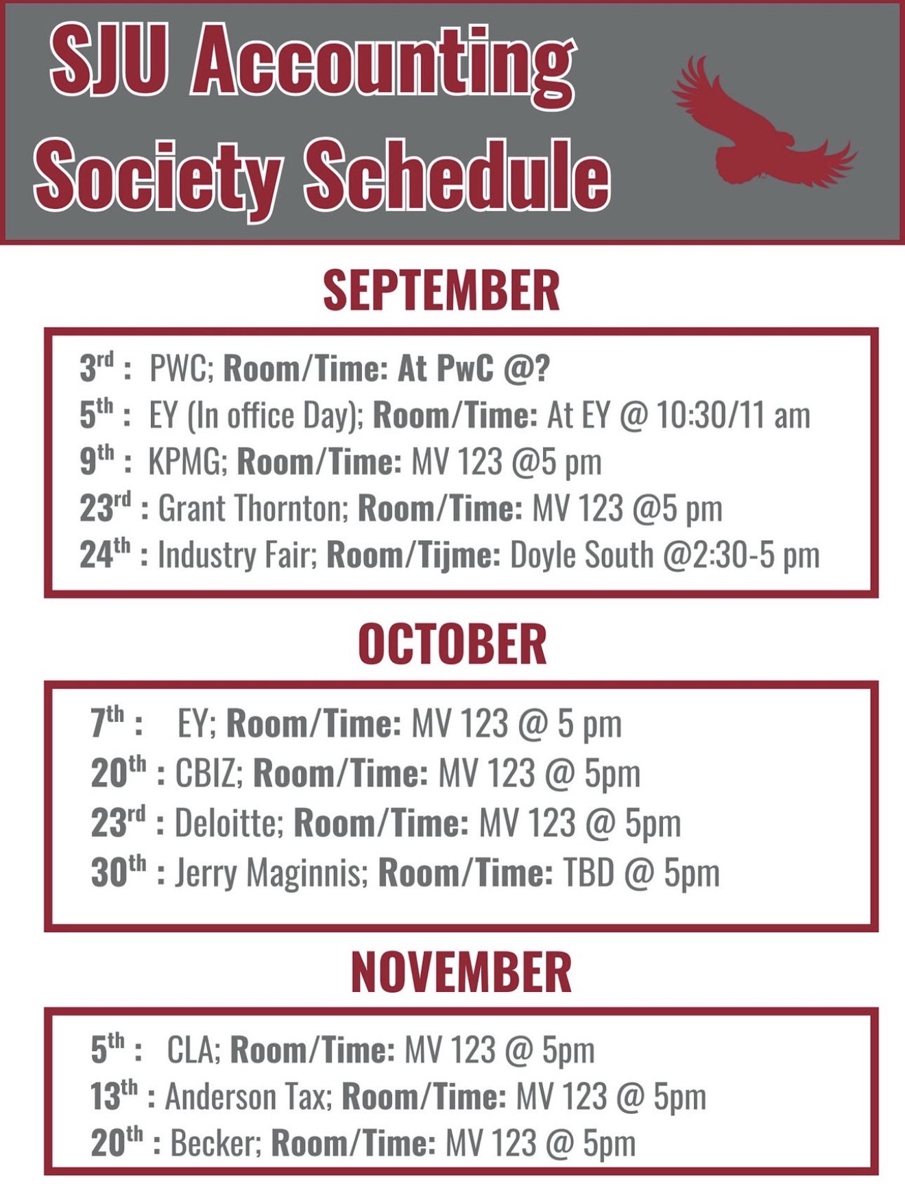 Accounting Society Fall 2025 Schedule