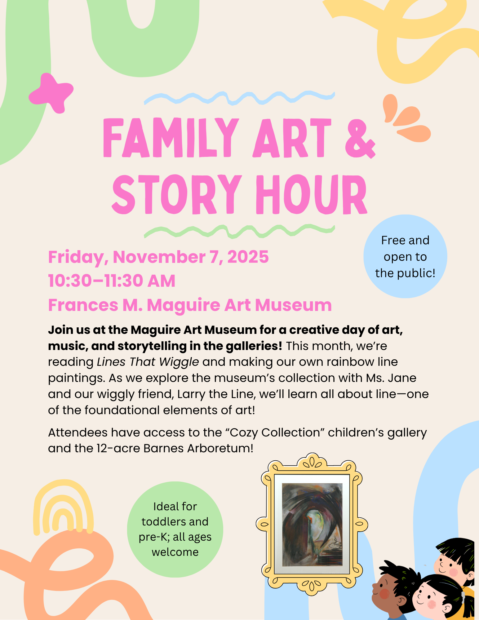 A flyer for November Family Art & Story Hour