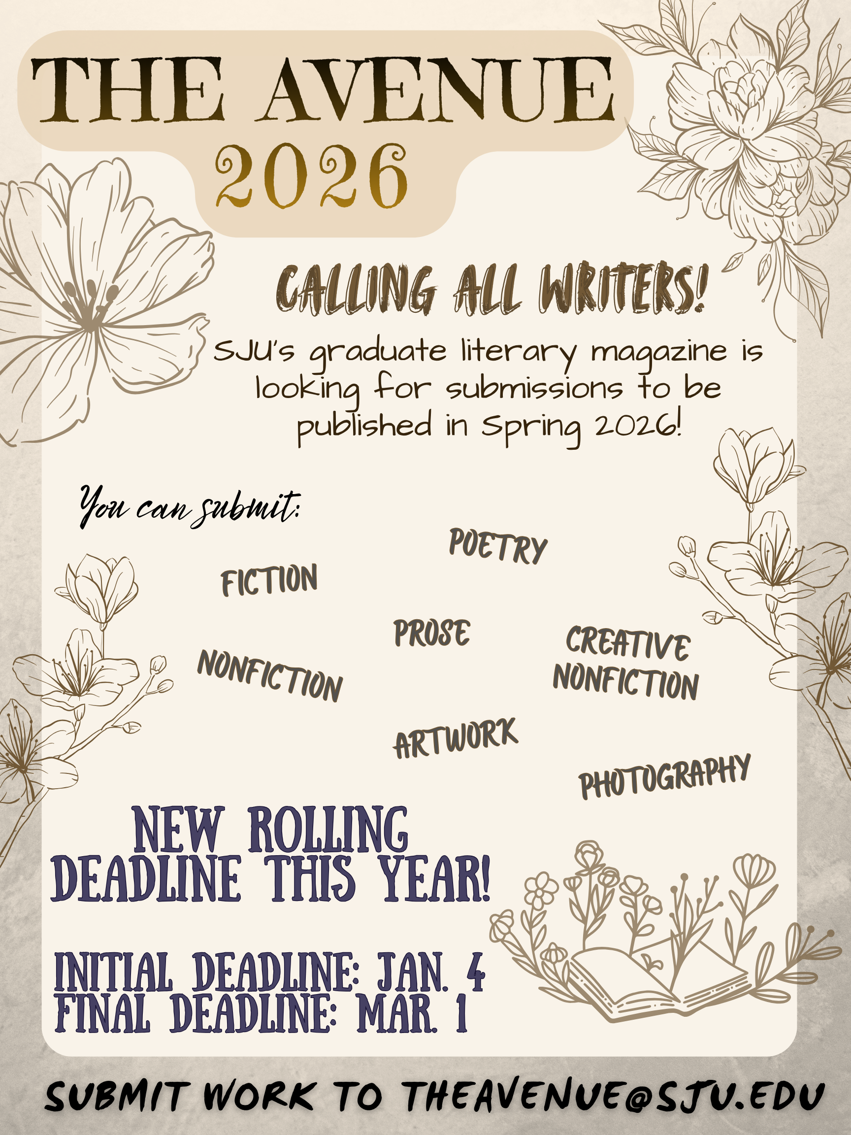 The Avenue Call for Submissions - Spring 2026 Edition
