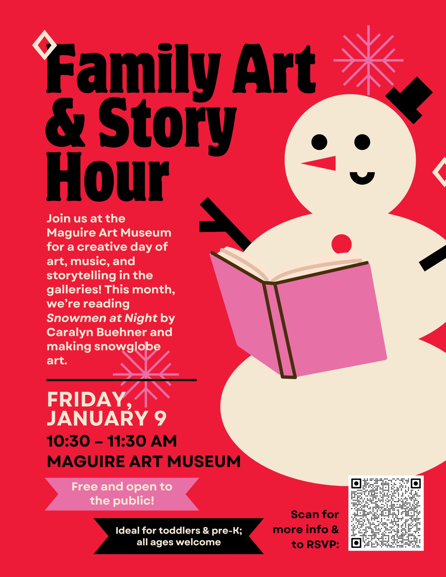 flyer for January 2026 family art and story hour