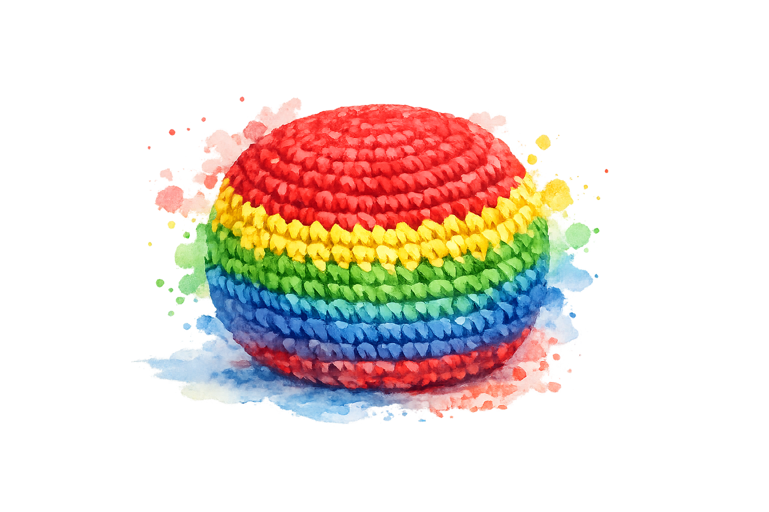 Watercolor painting of a Hacky Sack