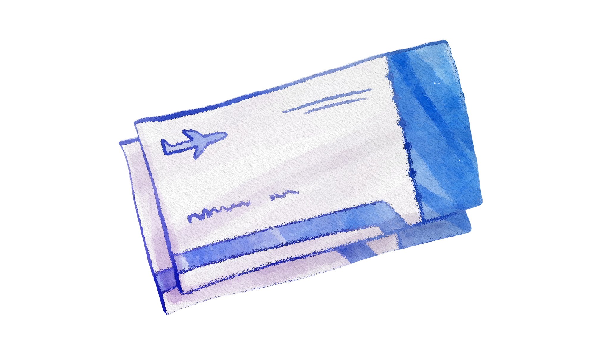 watercolor image of plane tickets