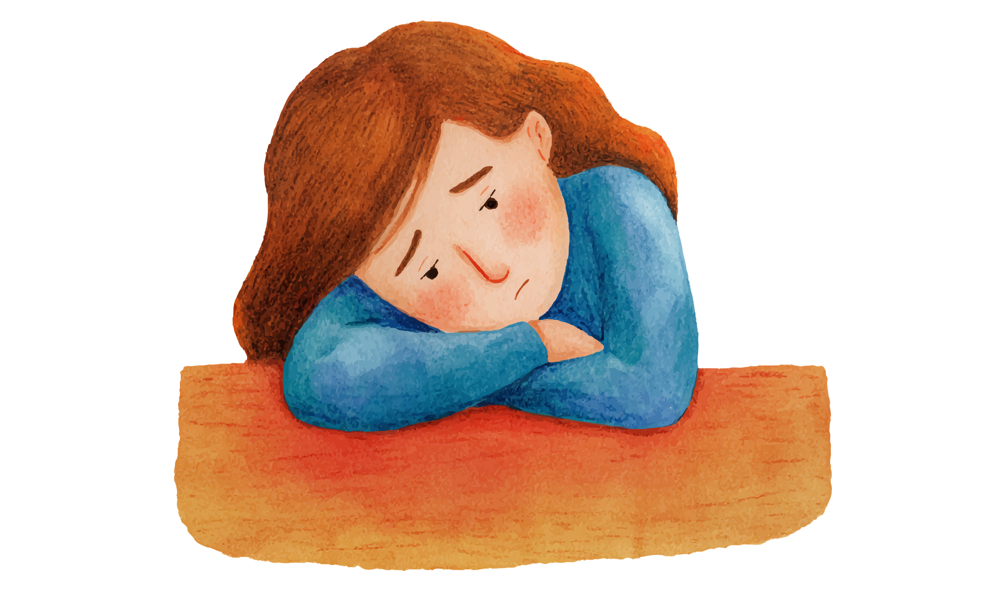 Watercolor painting of an anxious woman
