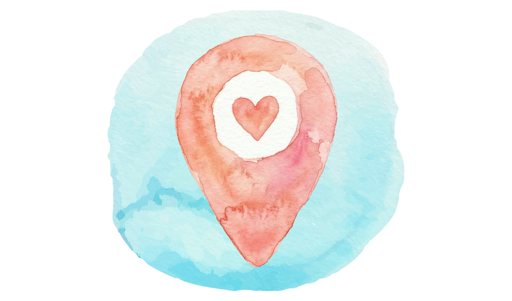 watercolor image of a GPS pin