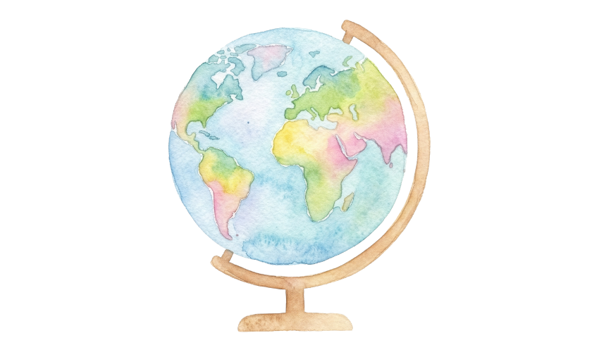 Watercolor Painting of a Globe