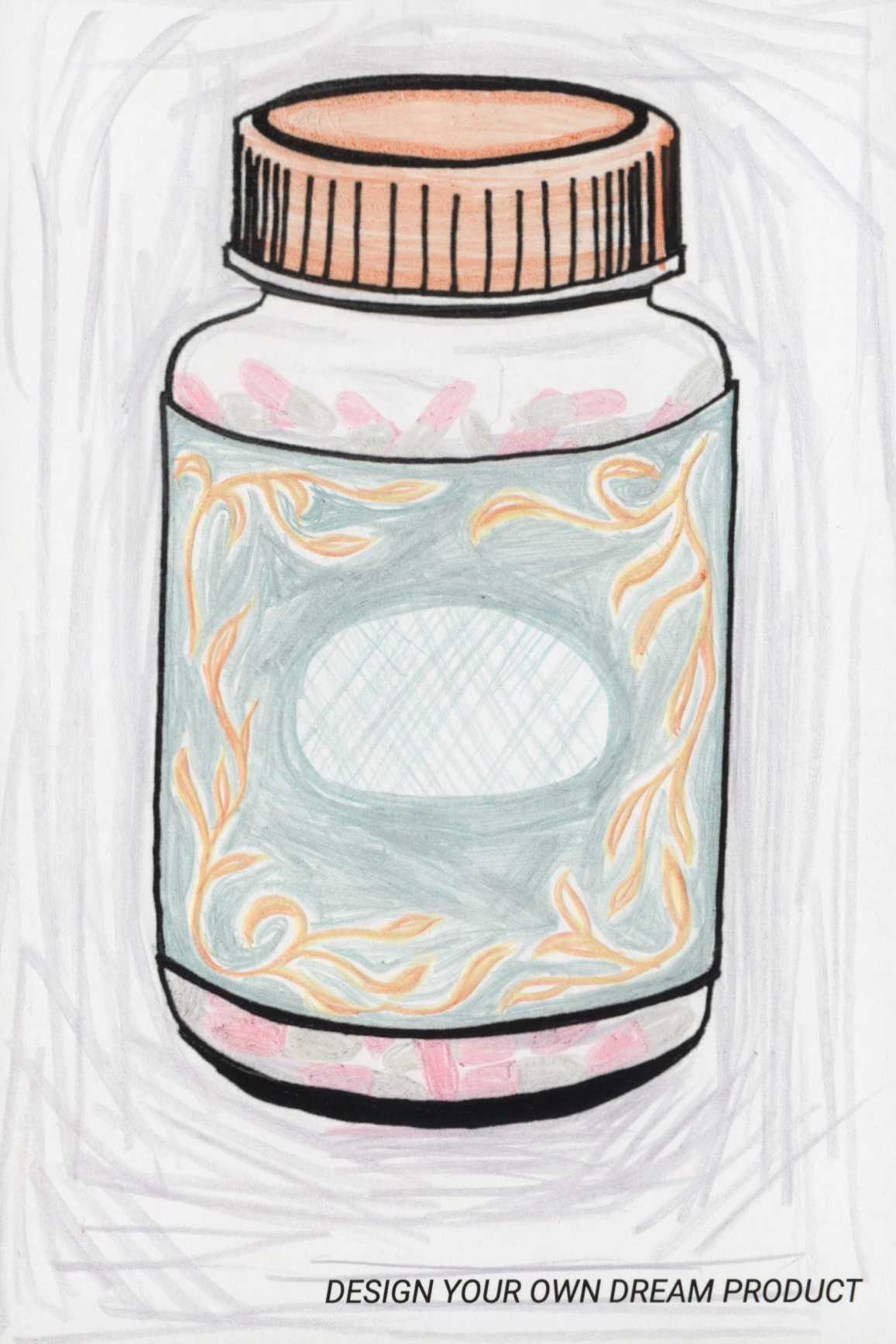 illustration of a bottle of apothecary capsules