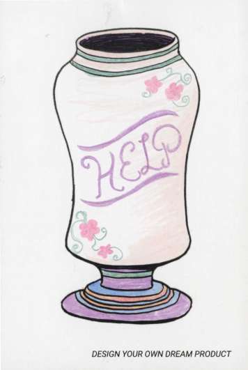 illustration of a bottle with Help written on it