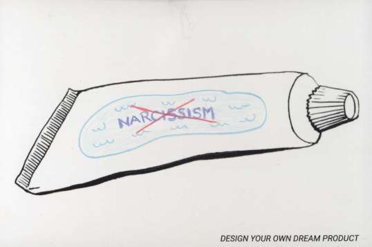 illustration of a tube of cream reading narcissism