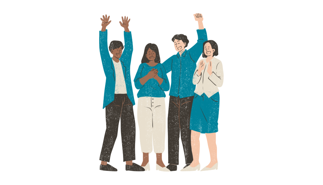 Graphic of a group of people celebrating