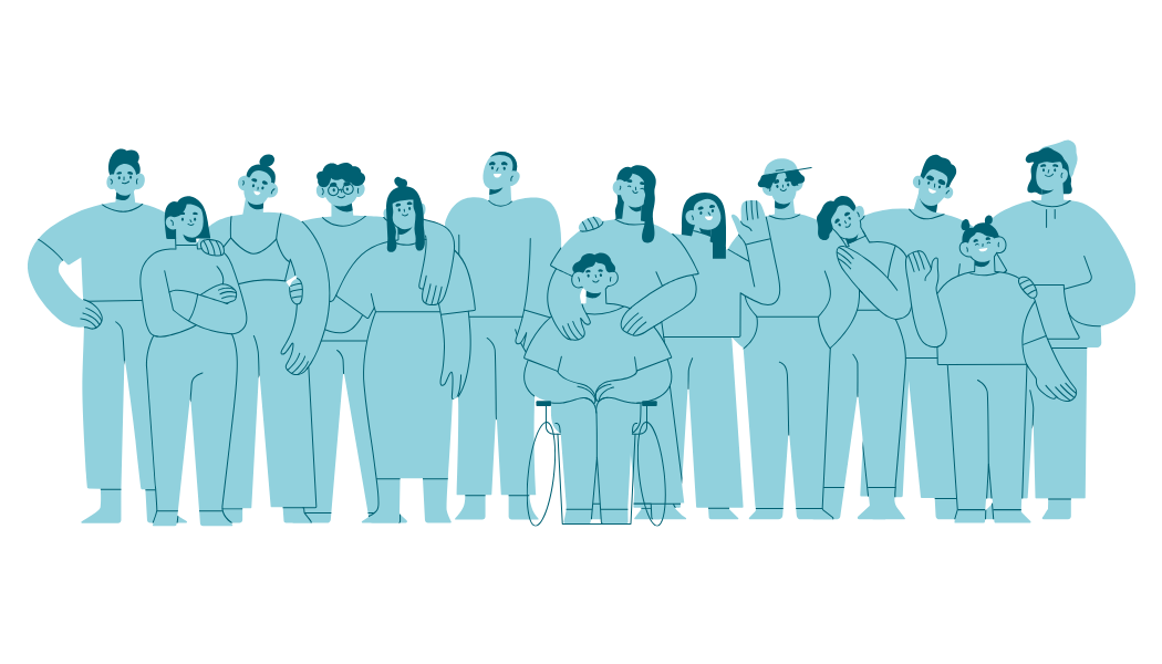 Graphic of a group of friends