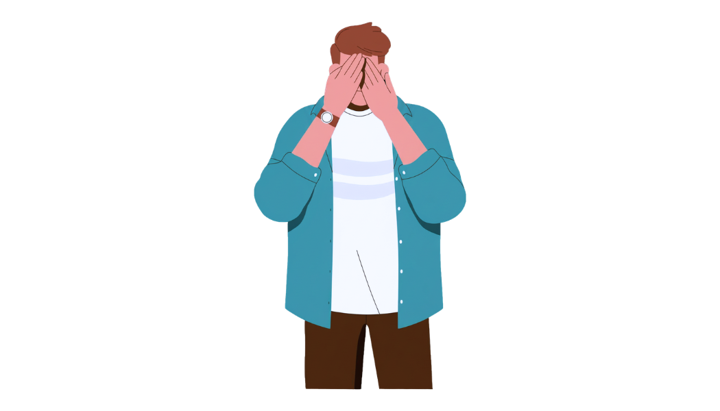 Graphic of a man covering his face