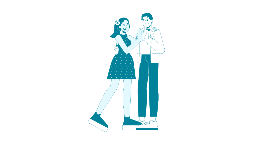 Two teens dancing at a school dance