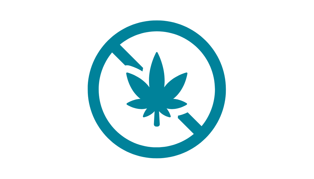 Cannabis symbol with X mark over it