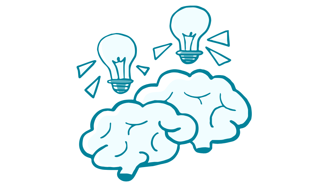 Graphic of 2 brains with lightbulbs above them
