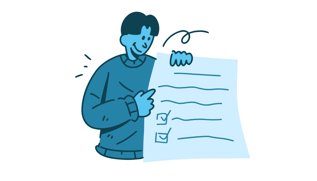 Graphic of a man holding up a checklist