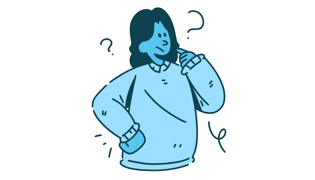 Graphic of a woman asking questions