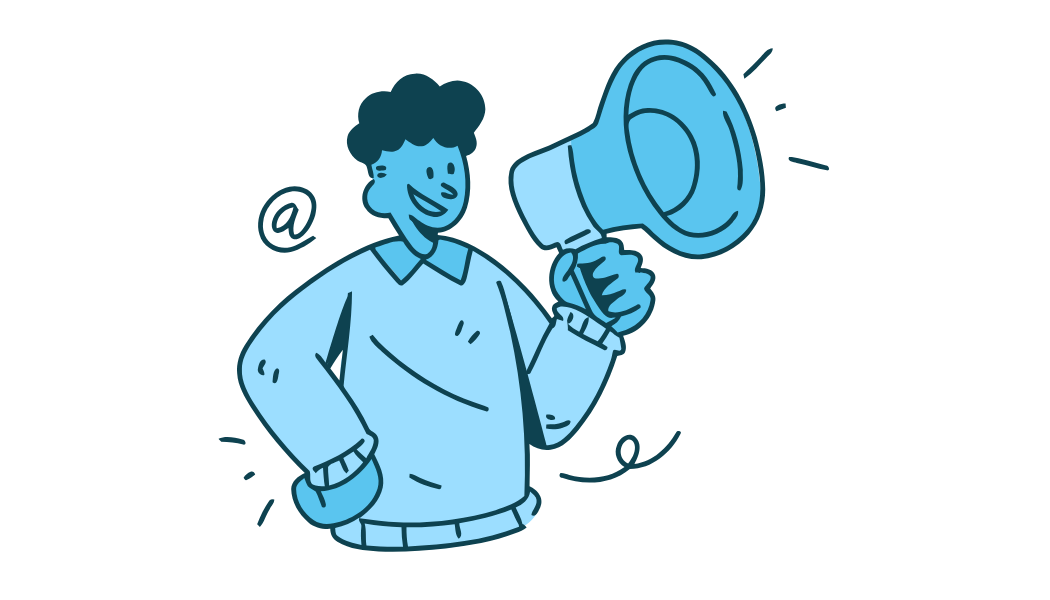 Graphic of a man talking into a microphone