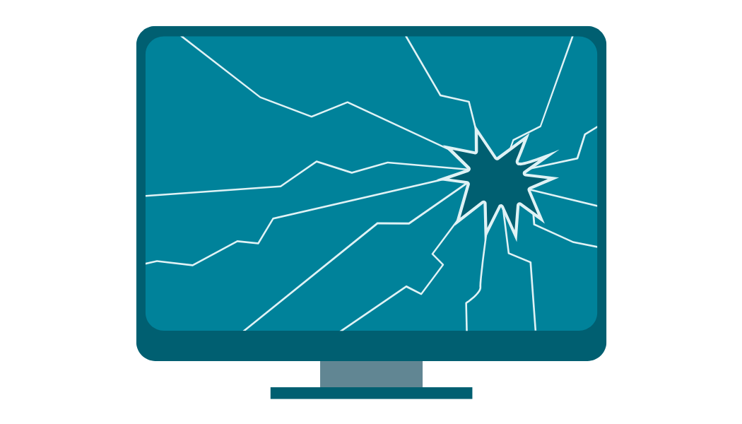 Graphic of a broken computer screen