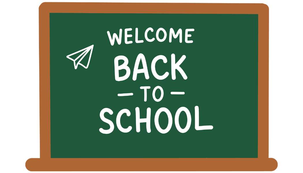 Chalkboard with "welcome back to school" written