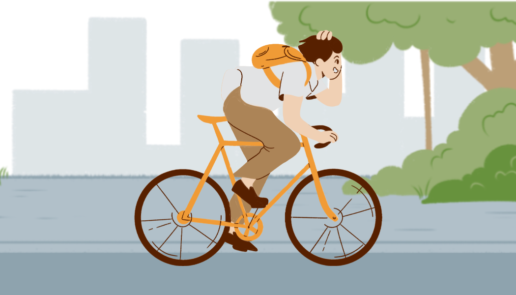 Kid riding his bike home