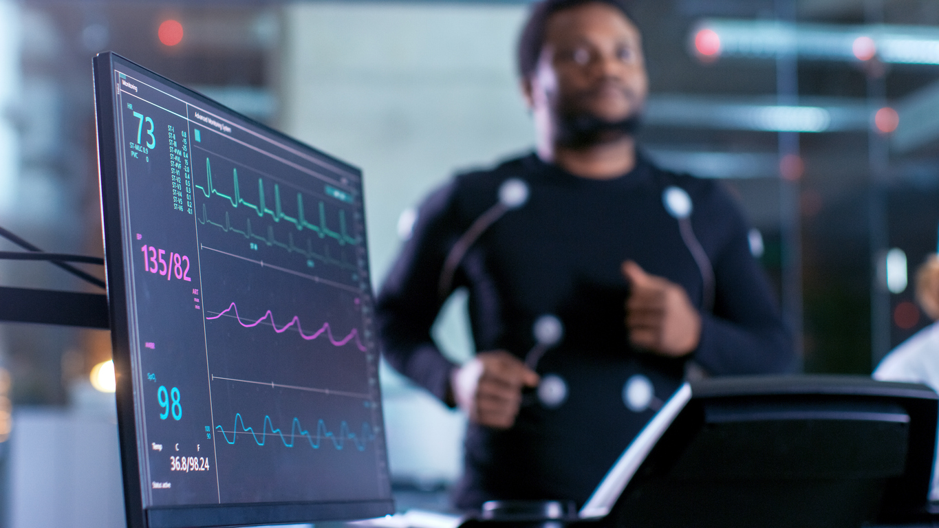 Athlete getting monitored on a treadmill