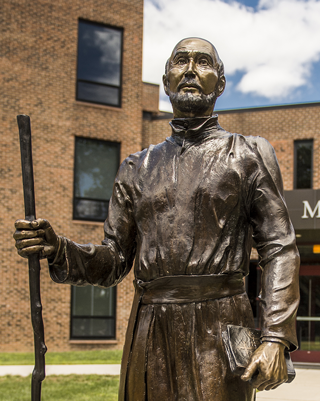 A statue of St. Ignatius on Saint Joseph University's campus