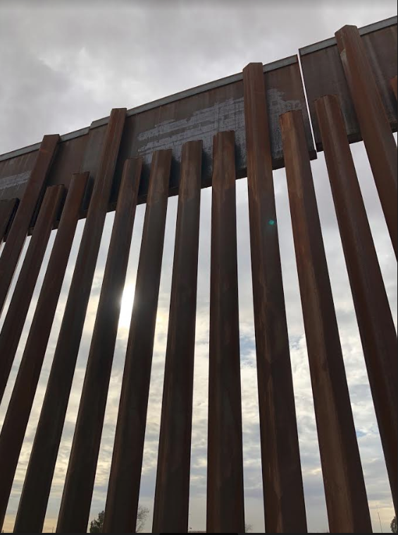 Tall sections of a border fence