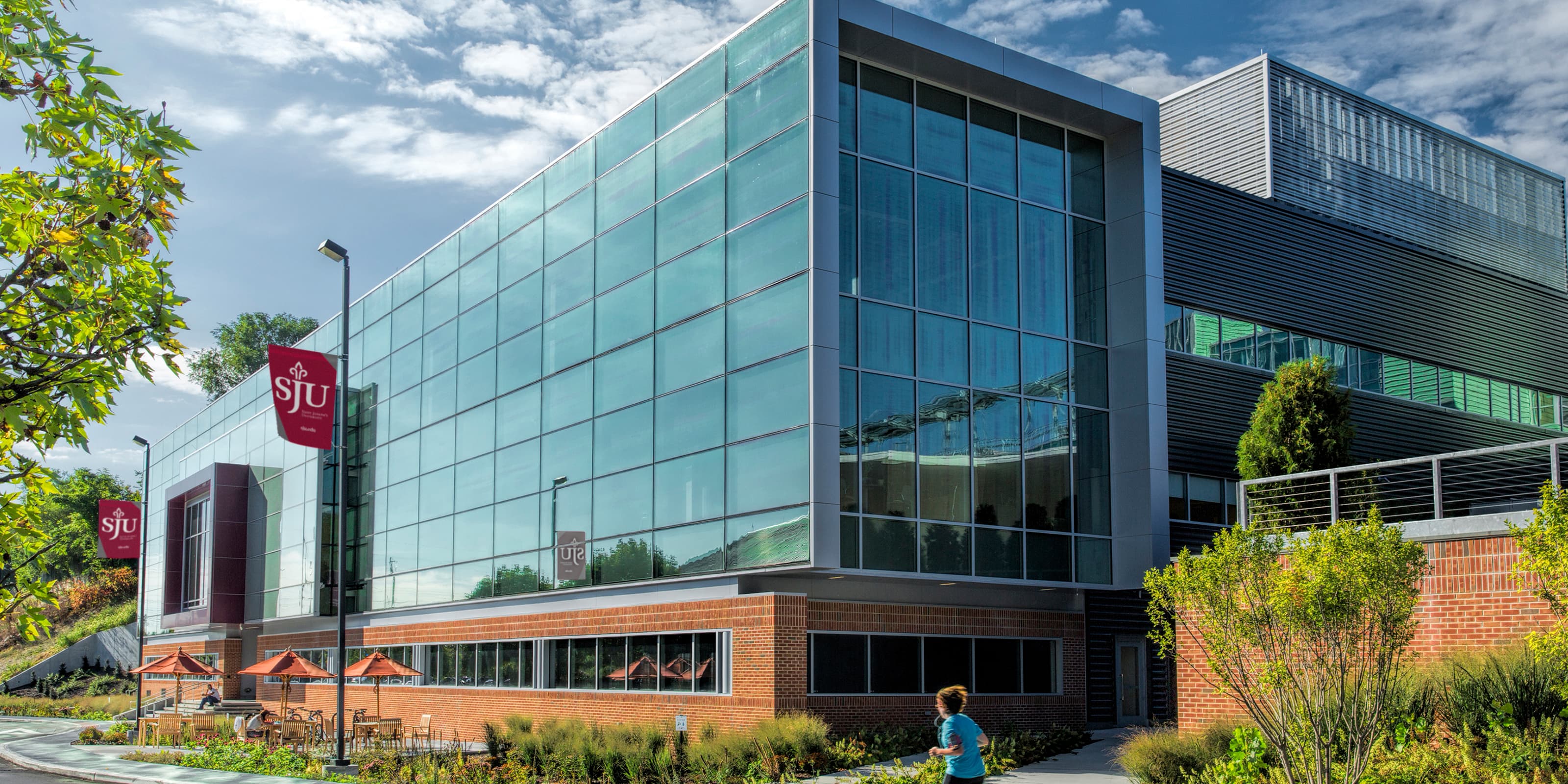 The IPEX building at Saint Joseph's University, a tall steel building made from recycled metal