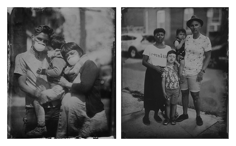 Keiko, Korin and their son Eukiah. Diptych photograch