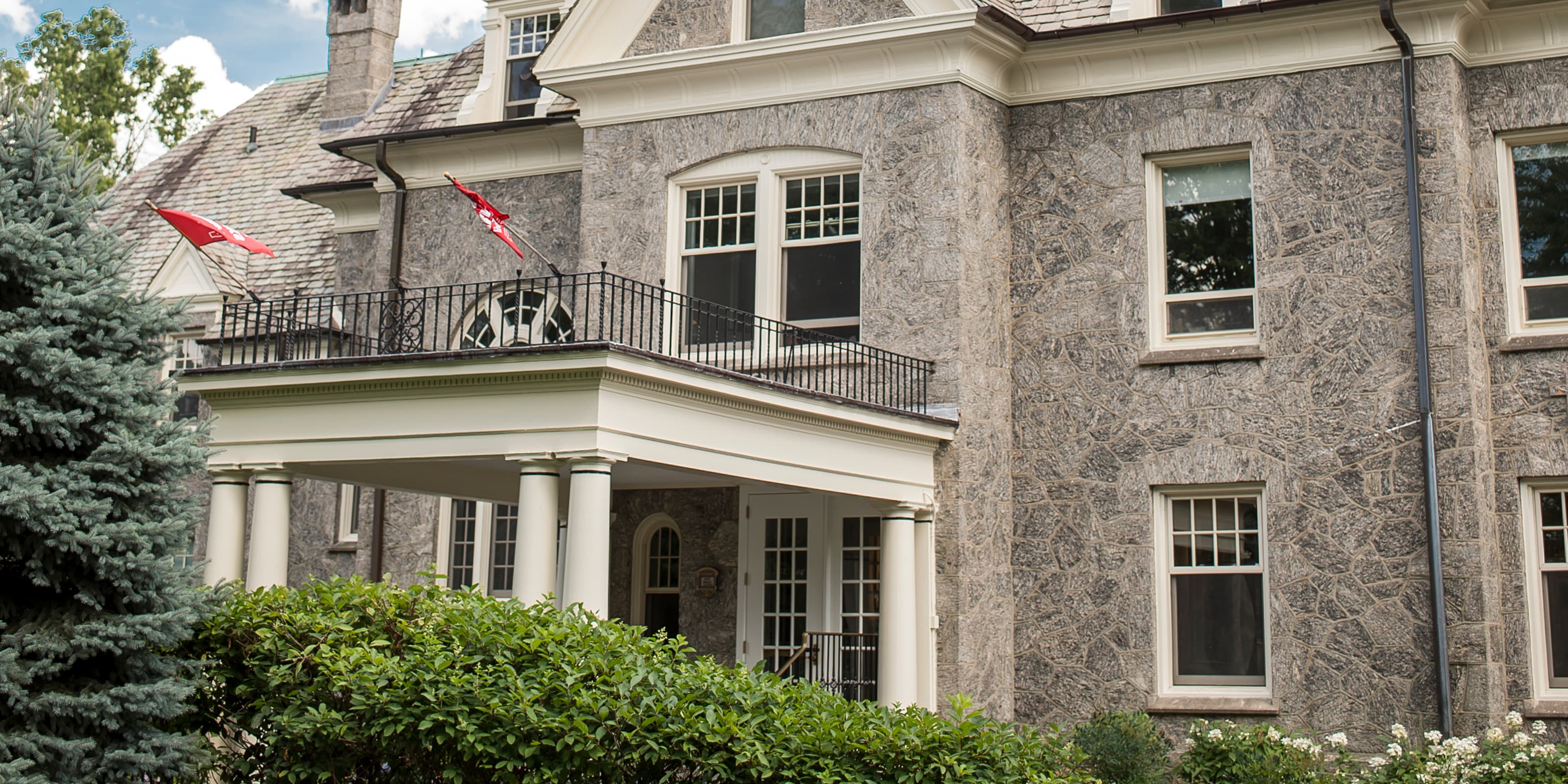 Maguire Wolfington Welcome Center at Saint Joseph's University, a tall gray stone building