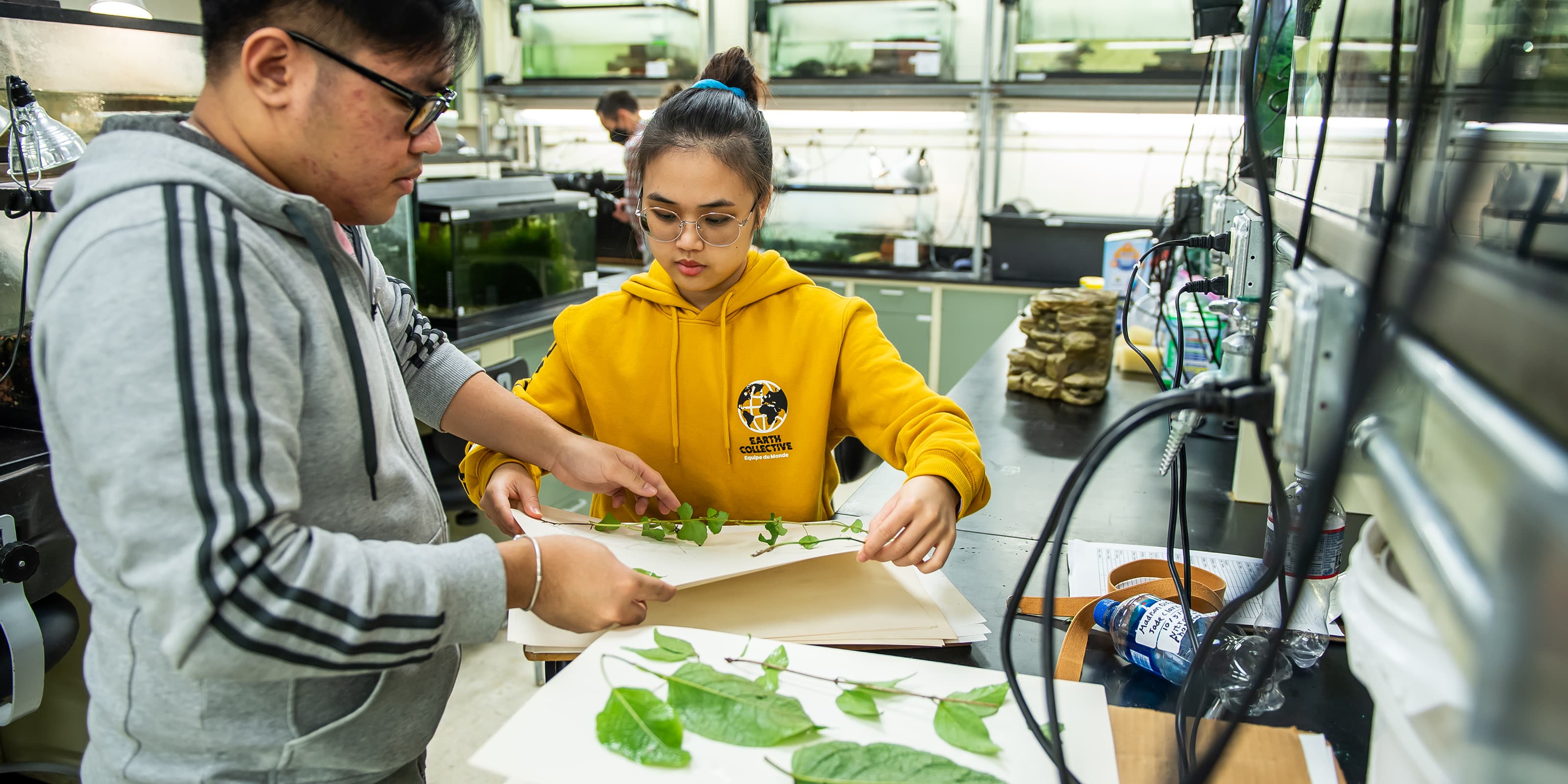 Two students conducting research inside the Science Center at Saint Joseph's University