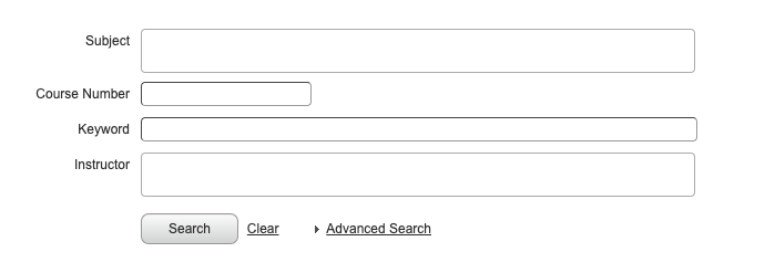 Advanced search option on course registration search
