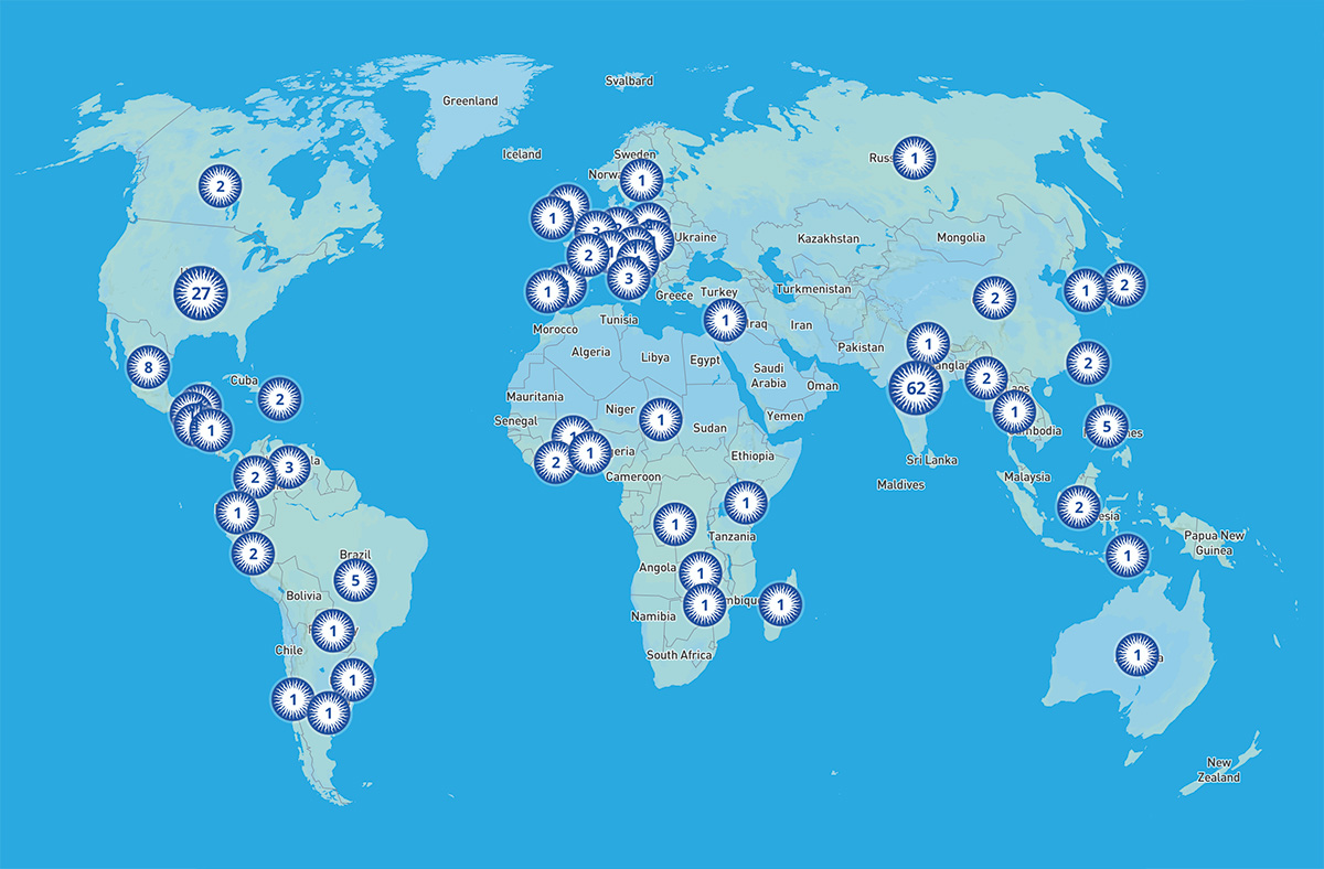 Map of International Association of Jesuit Universities member universities