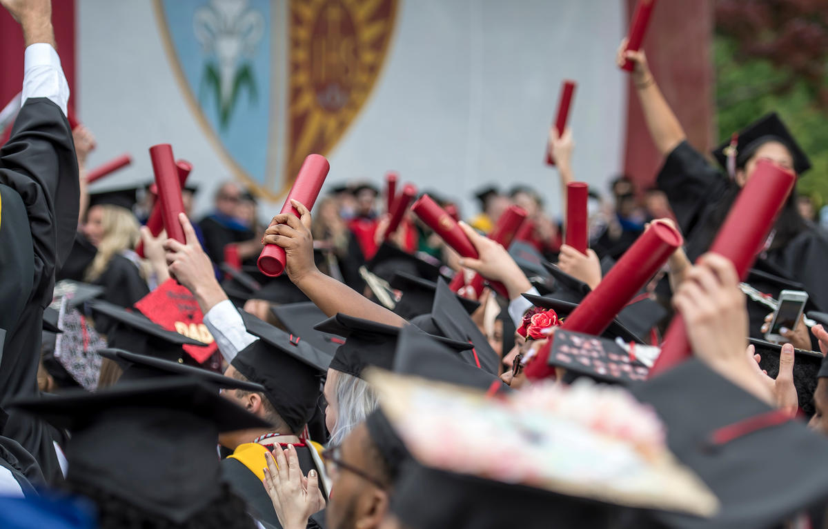 Students at Saint Joseph's University Commencement