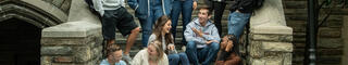 Saint Joseph's University students sitting and talking on Barbelin Steps