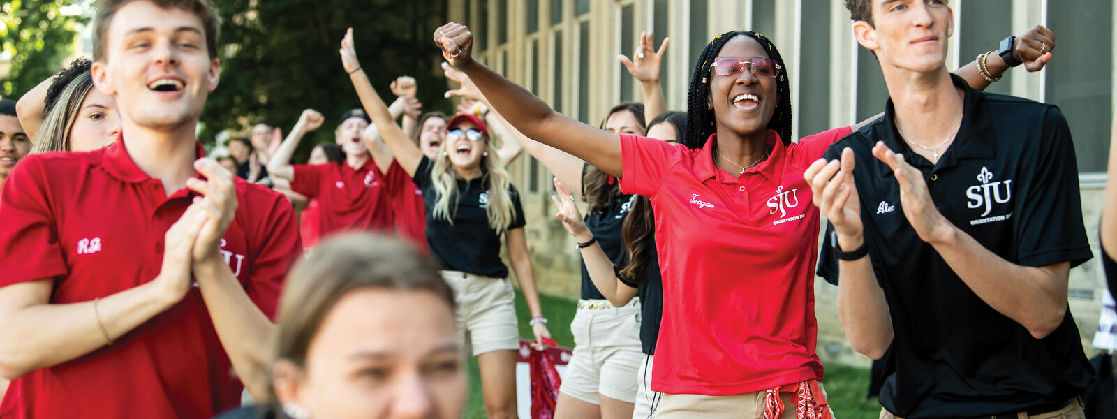 Saint Joseph's University NSO students cheering new students on campus