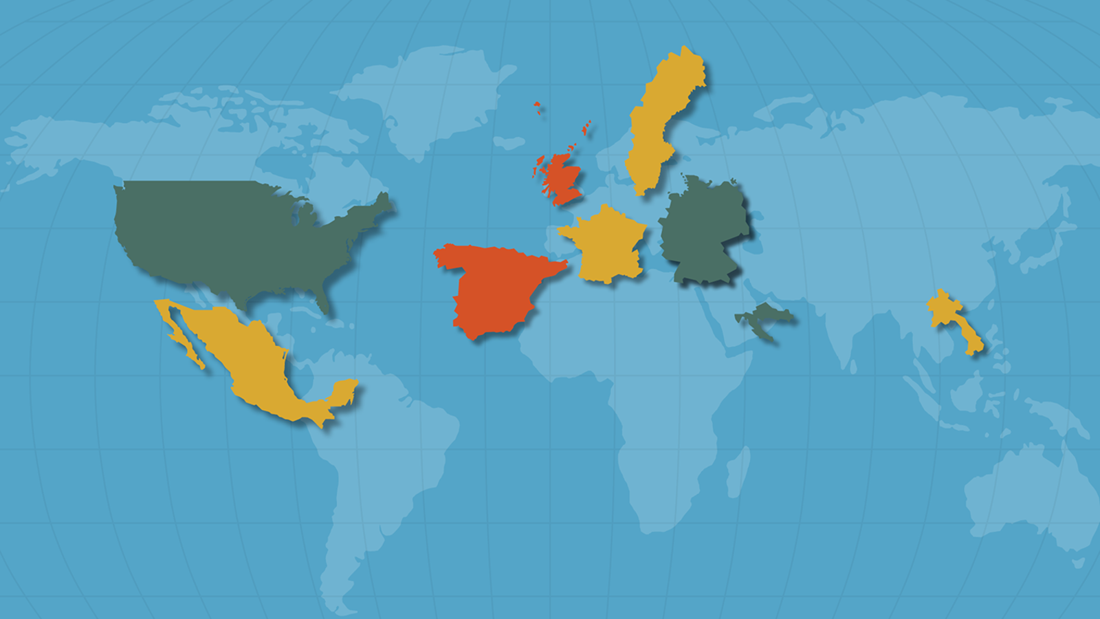 illustration of a globe map in a rectangular layout