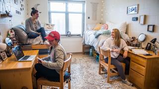 dorm room inside villiger hall, a first-year dormitory at saint joseph's university